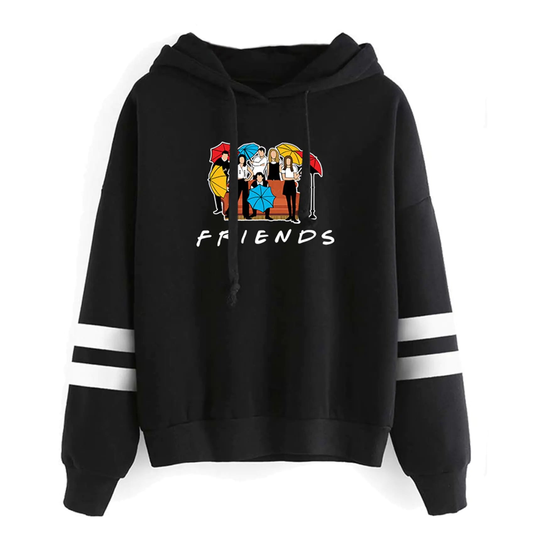 Aganmi Fashion Friend Sweatshirt Hoodie Women Graphic Hoodies Pullover Funny Hooded Sweater Tops Clothes (Black L)