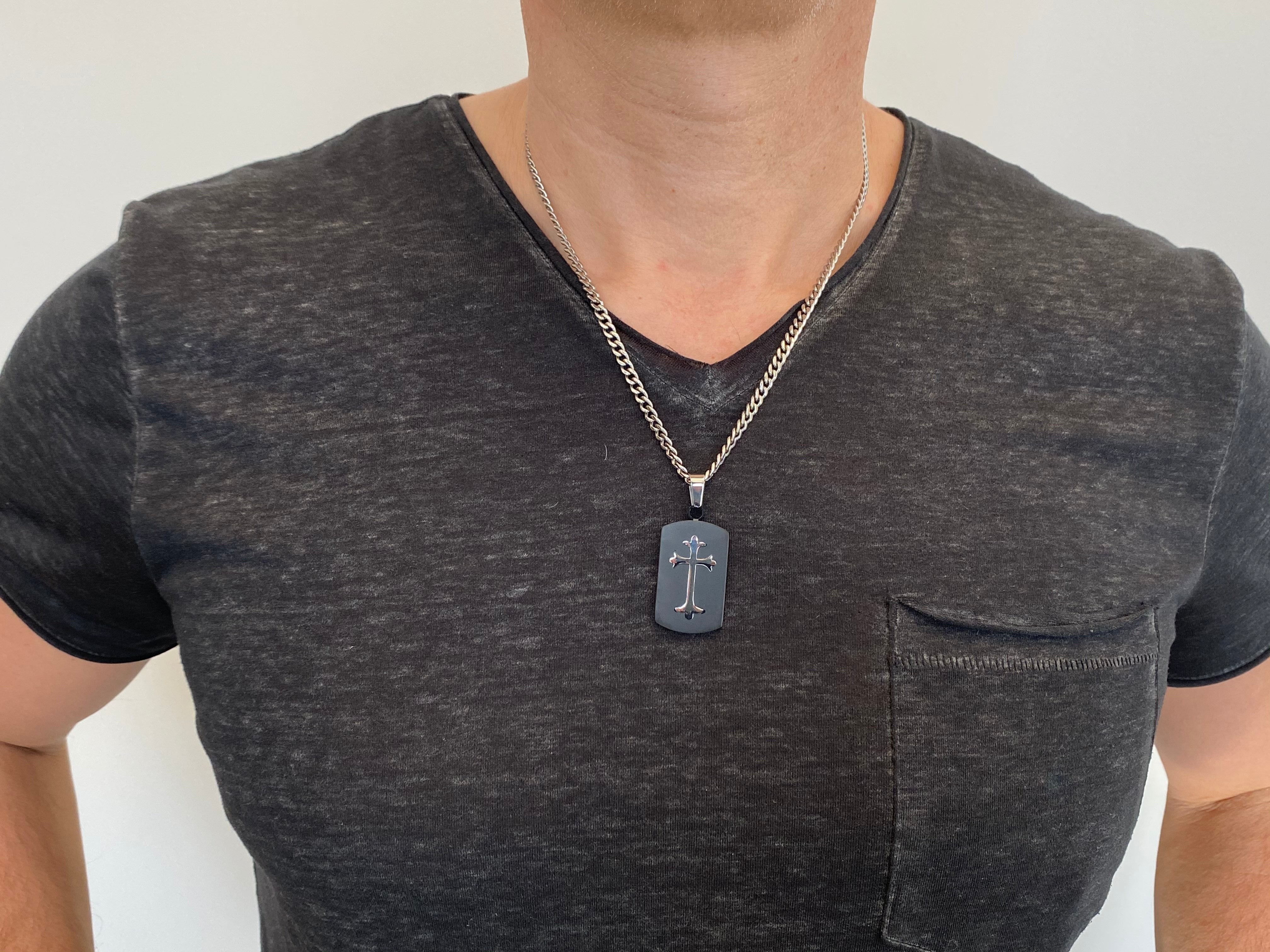 Black Shield Cross Necklace