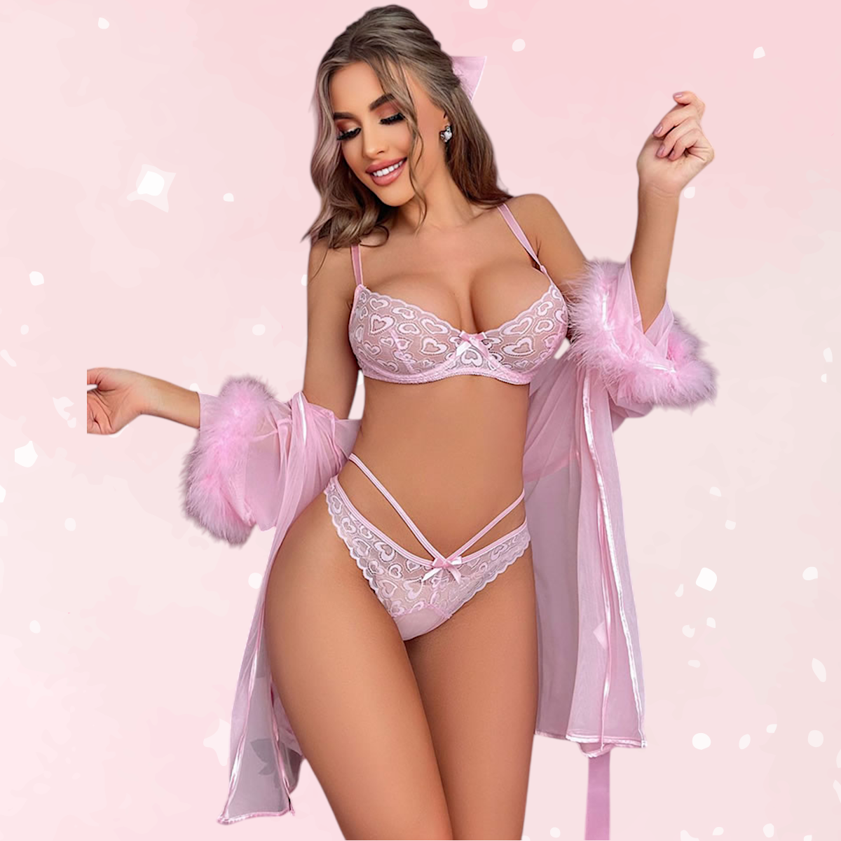 Blushing Passion Lace Bra & Robe Set