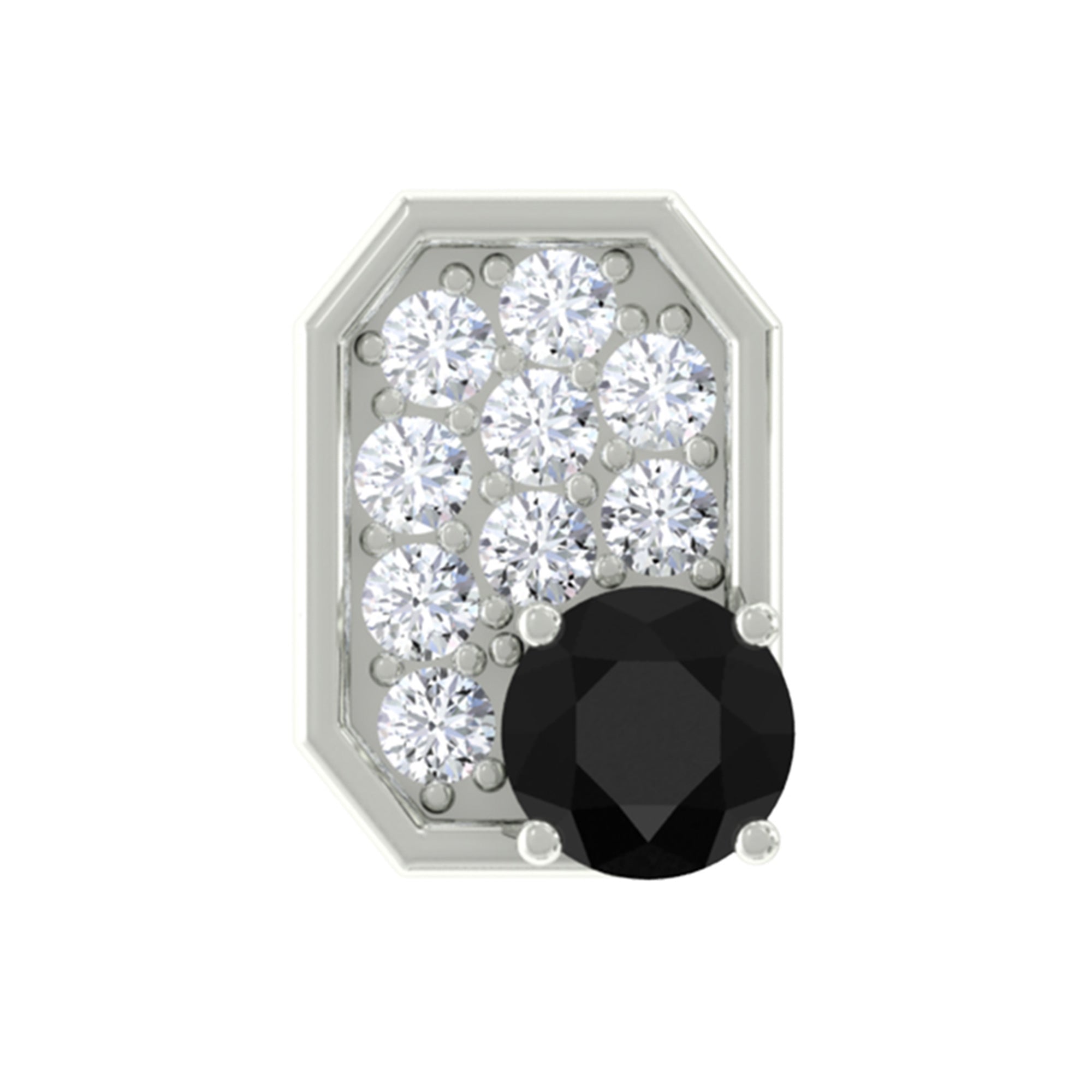 1/4 CT Black Onyx and Moissanite Octagon Cartilage Earring