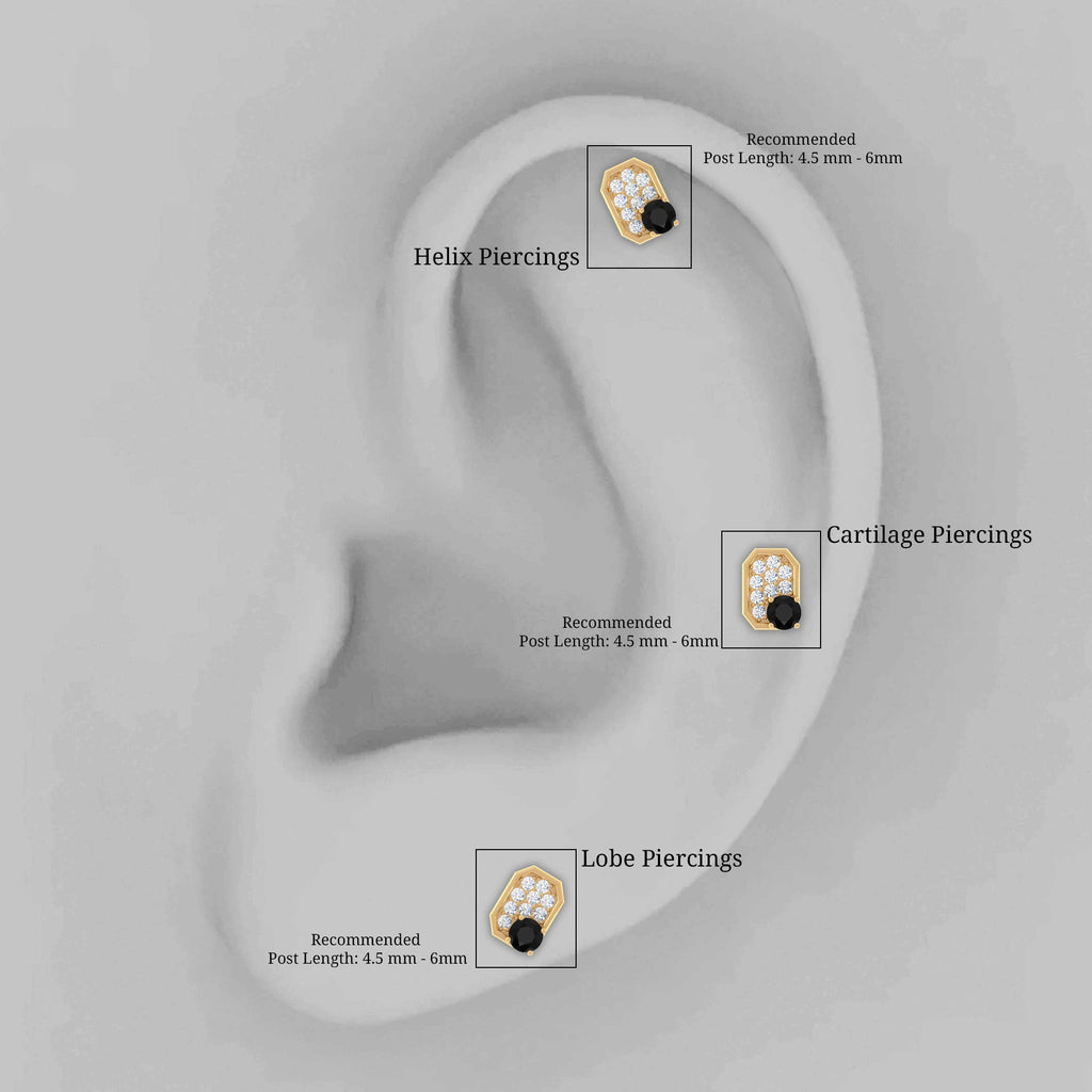1/4 CT Black Onyx and Moissanite Octagon Cartilage Earring
