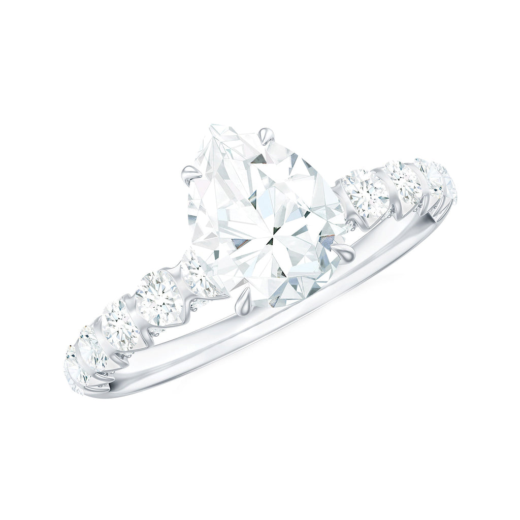 1 CT Pear Cut Lab Grown Diamond Engagement Ring for Women
