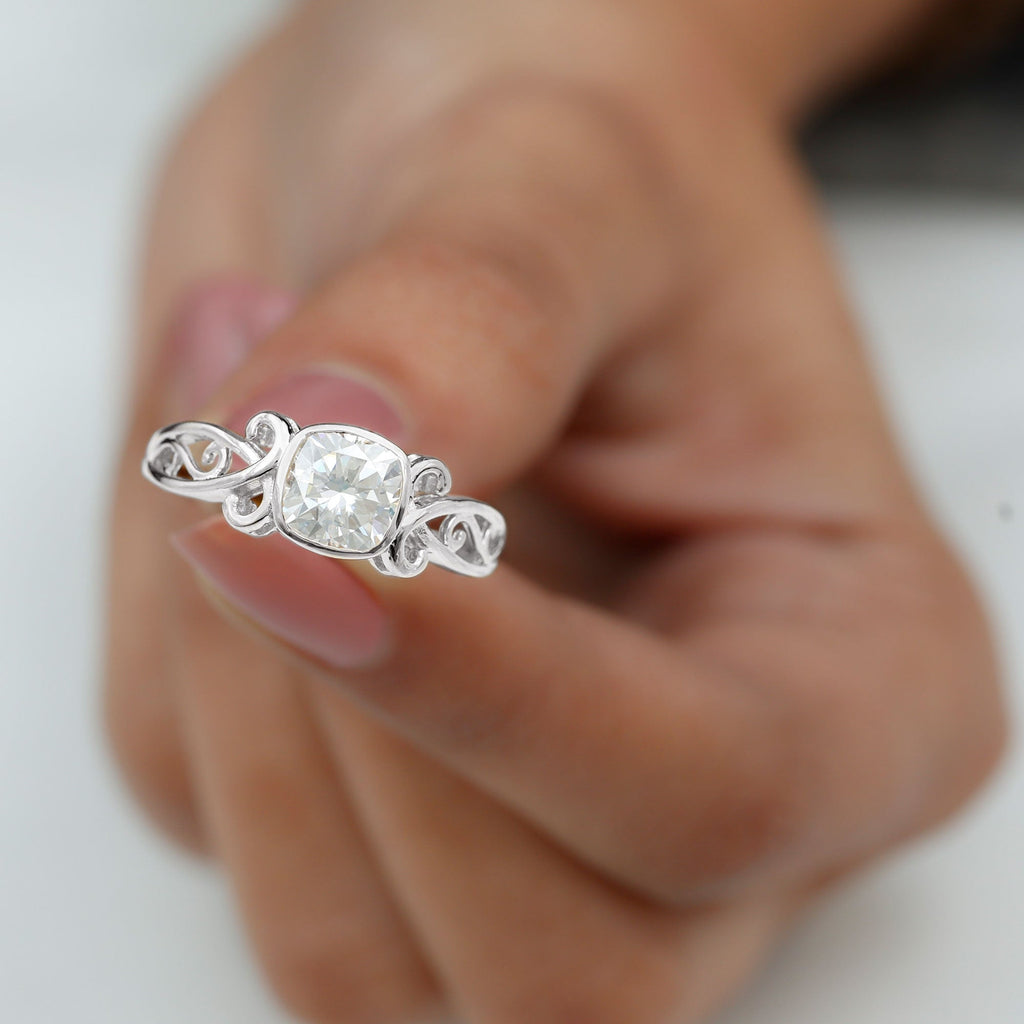 1 Carat Lab Grown Diamond Cushion Engagement Ring