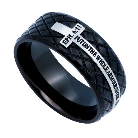 Black Diamond Back Cross Ring