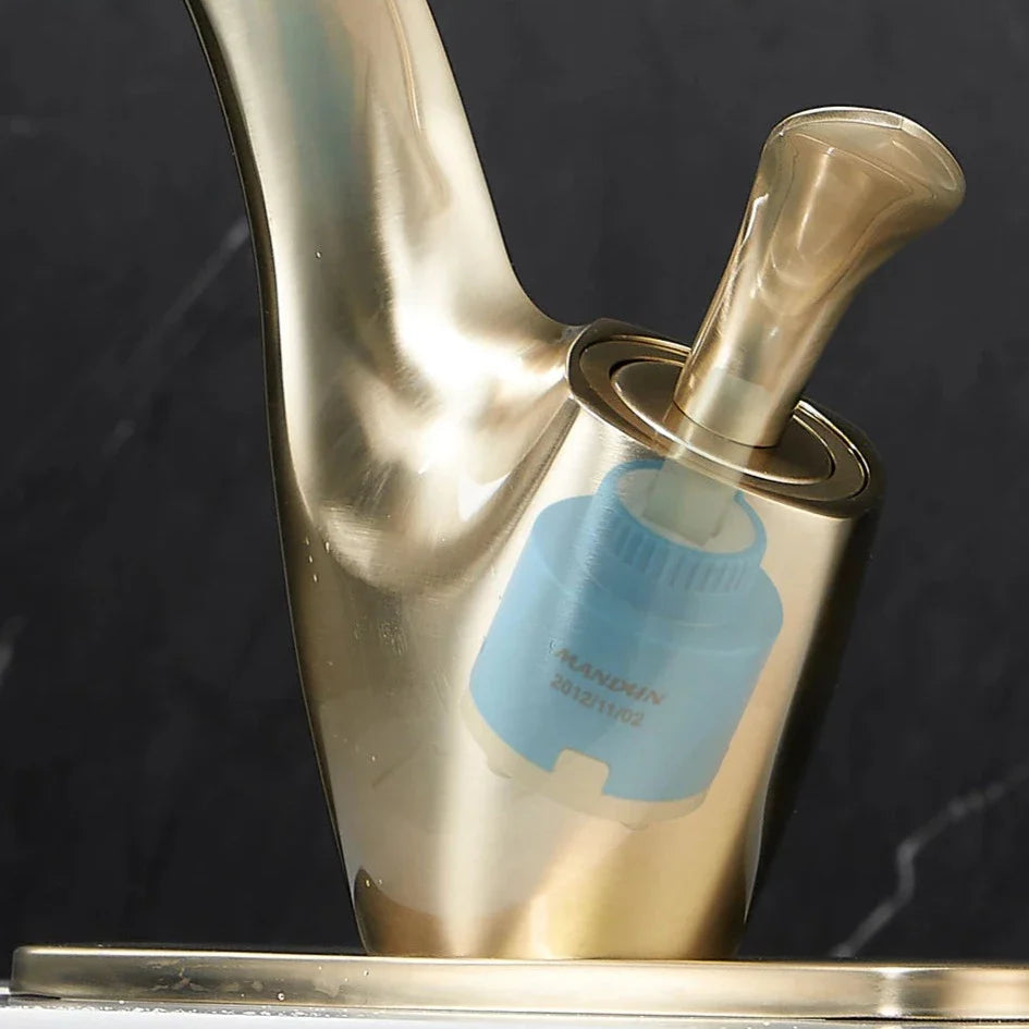 Leaf Silhouette Bathroom Sink Faucet: Modern Single-Handle Design with Essential Accessories & Deck Plate