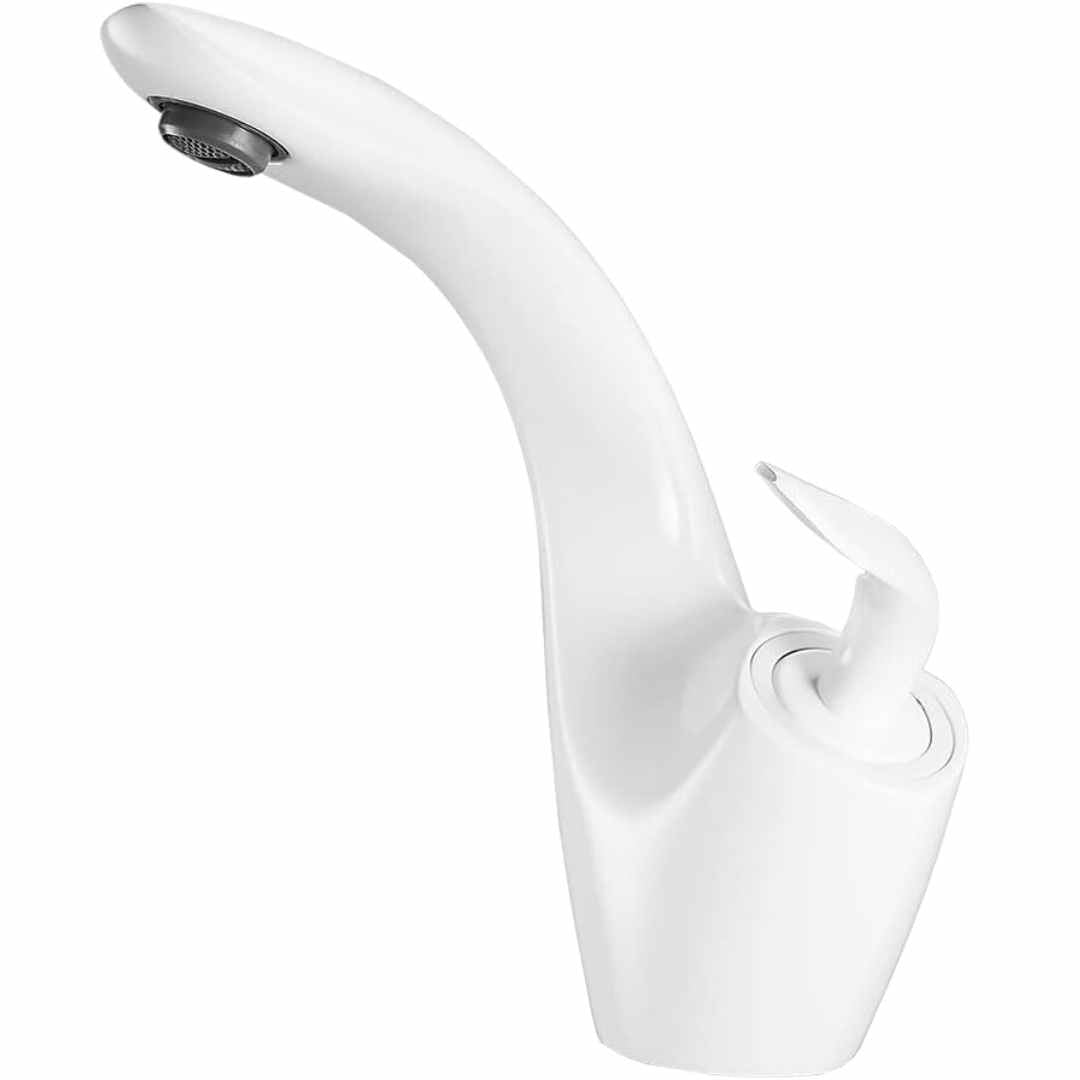 Leaf Silhouette Bathroom Sink Faucet: Modern Single-Handle Design with Essential Accessories & Deck Plate