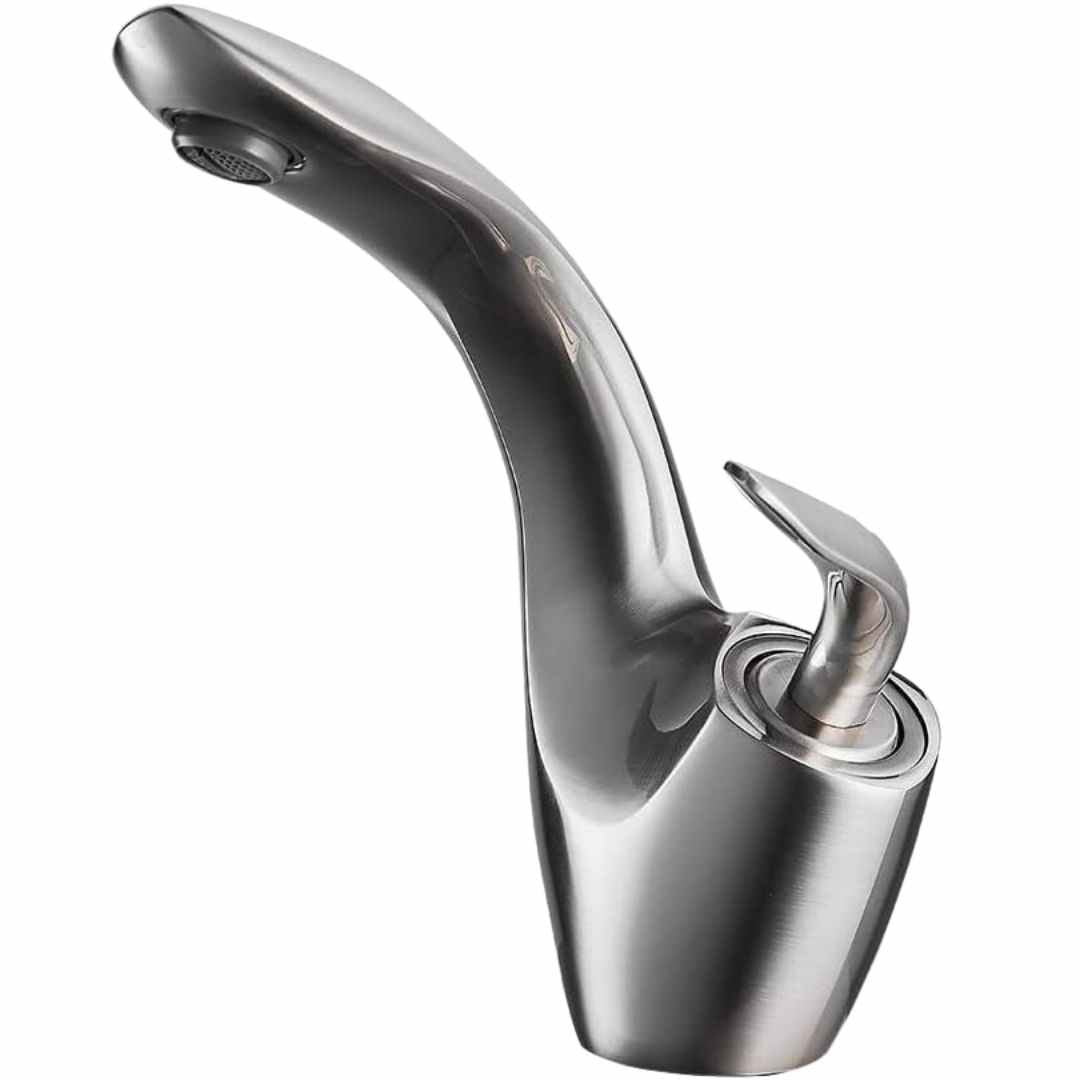 Leaf Silhouette Bathroom Sink Faucet: Modern Single-Handle Design with Essential Accessories & Deck Plate