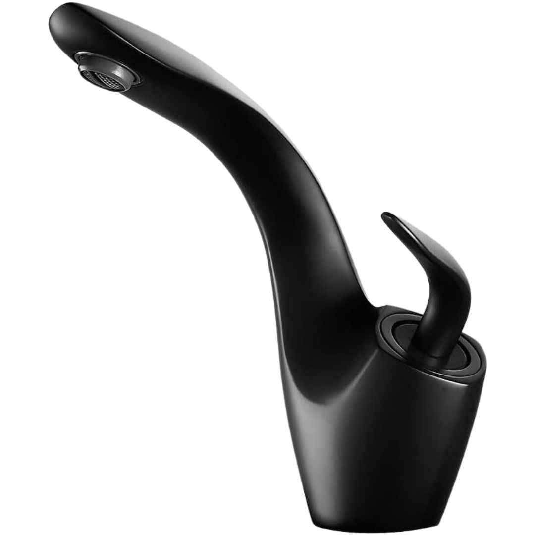 Leaf Silhouette Bathroom Sink Faucet: Modern Single-Handle Design with Essential Accessories & Deck Plate