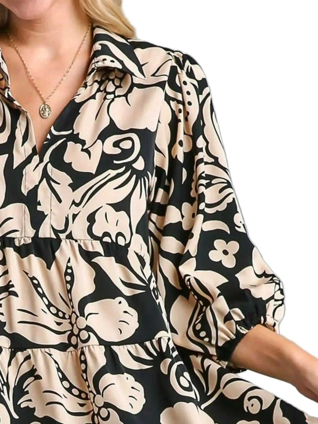 Floral Print Tiered Midi Dress