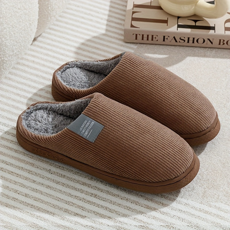 Couple's Warm Slippers for Women, Home Use in Spring, Autumn, and Winter, Non-Slip Thick-Soled Indoor Plush Slippers for Men and Women