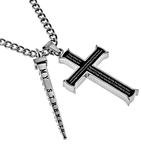 Black Cross Nail Necklace