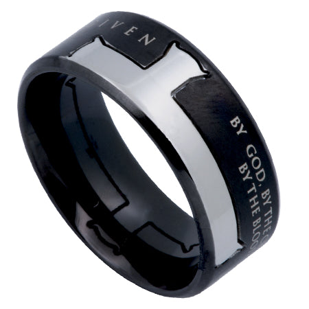 Black Iron Cross Ring