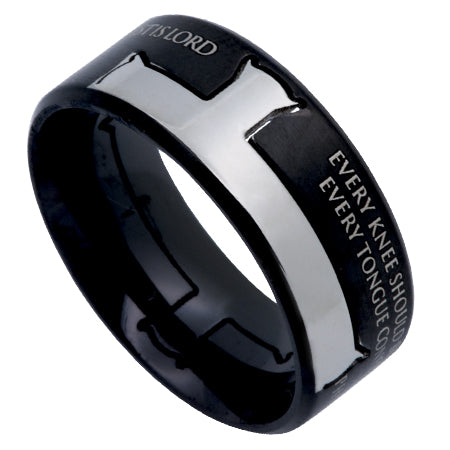 Black Iron Cross Ring