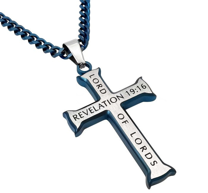 Blue Iron Cross Necklace