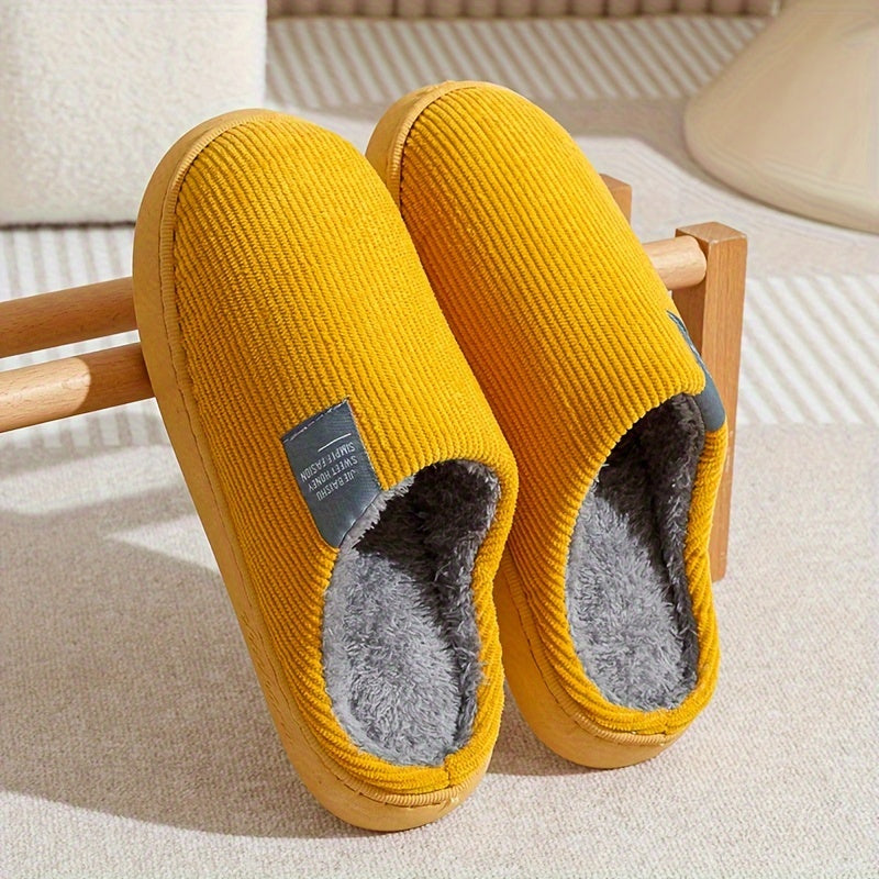 Couple's Warm Slippers for Women, Home Use in Spring, Autumn, and Winter, Non-Slip Thick-Soled Indoor Plush Slippers for Men and Women