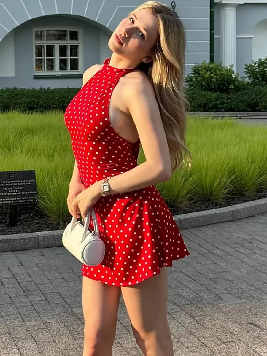 Cheryl Dot Printed Sexy A-Line Dress