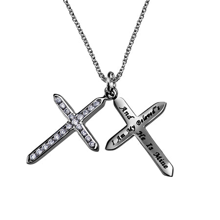 CZ Twin Cross Necklace