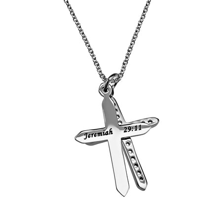 CZ Twin Cross Necklace