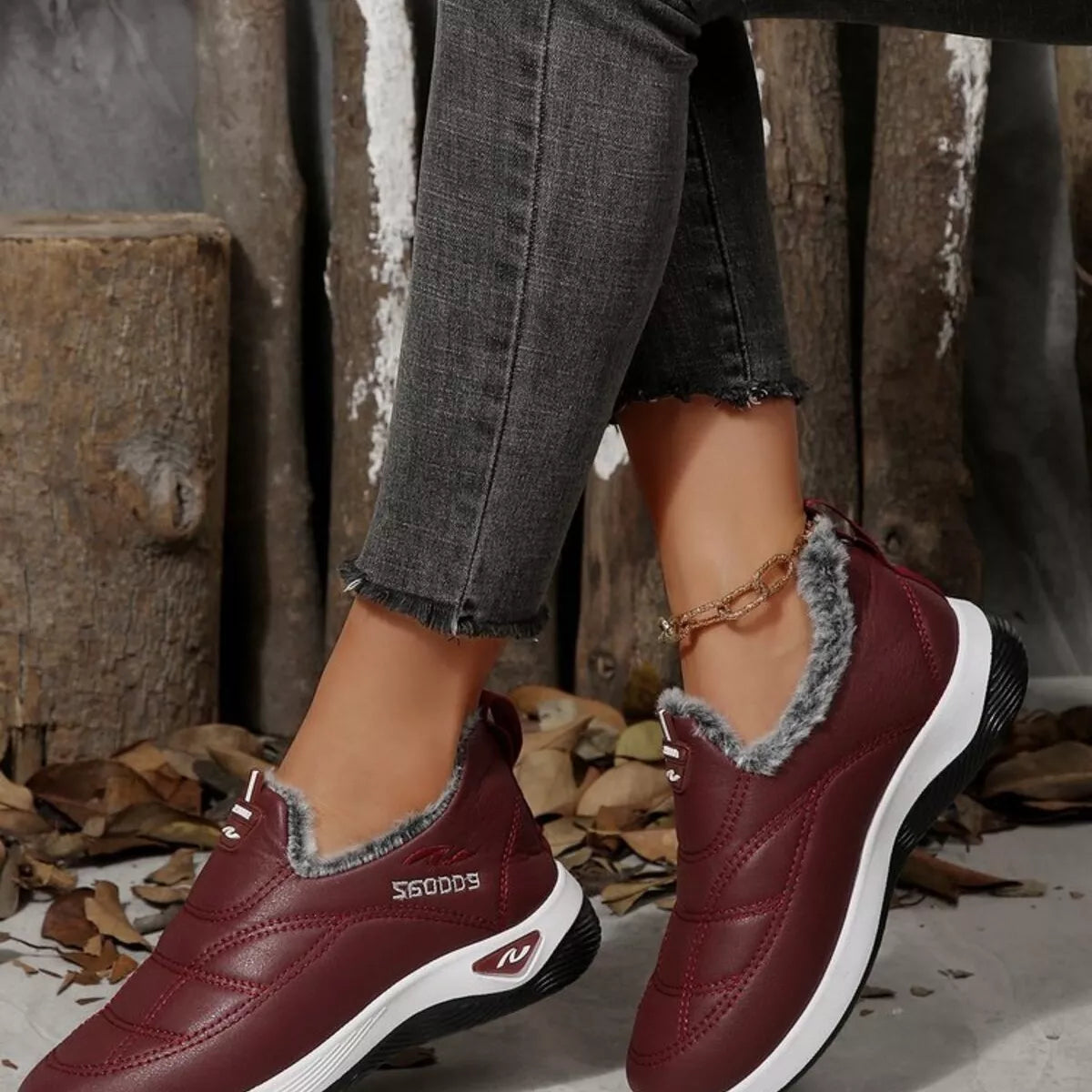 Plush Round Toe Platform Shoes