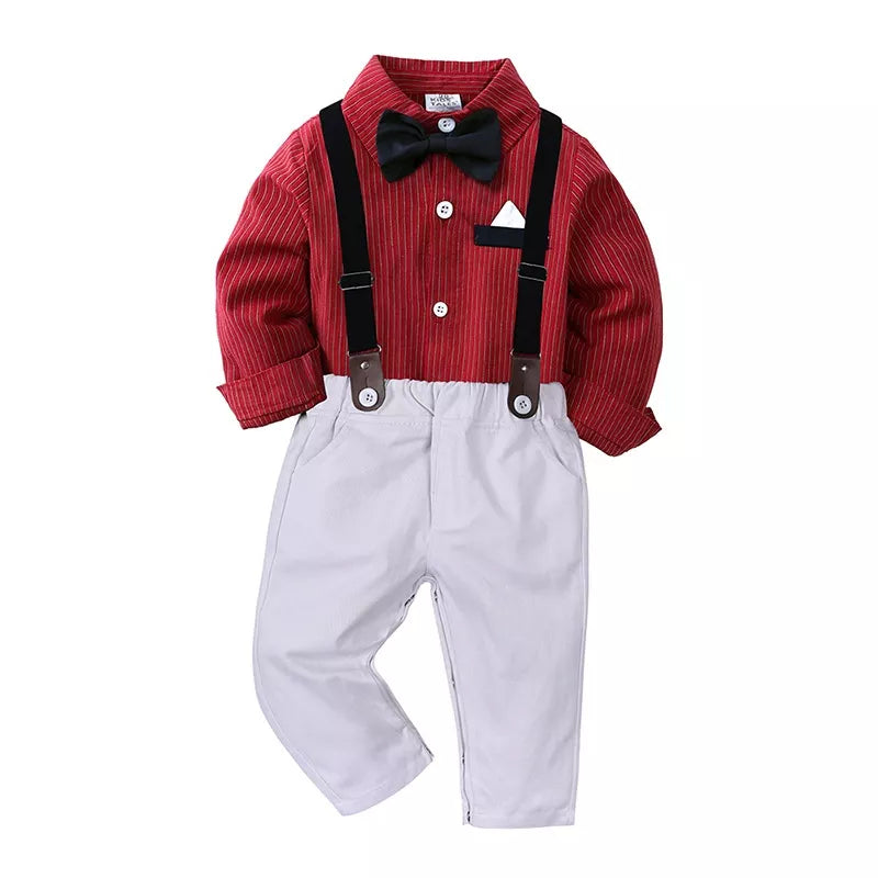 Children's Striped Shirt and Overall Set