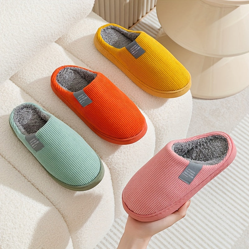 Couple's Warm Slippers for Women, Home Use in Spring, Autumn, and Winter, Non-Slip Thick-Soled Indoor Plush Slippers for Men and Women