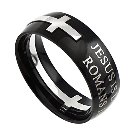 Black Square Double Cross Ring