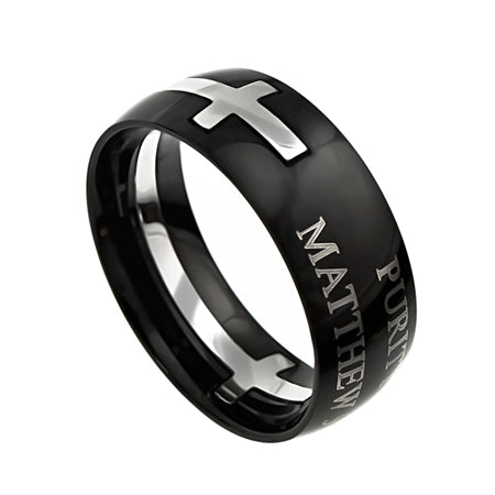 Black Square Double Cross Ring