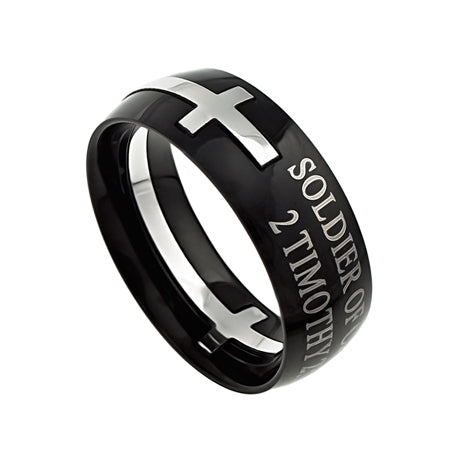 Black Square Double Cross Ring
