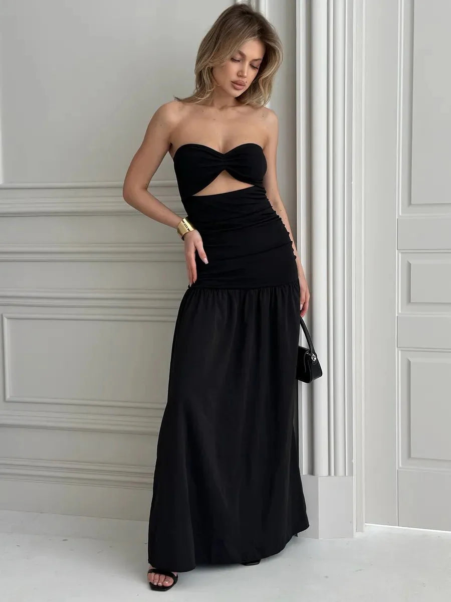 Donna Hollow-out Cinched Elegant Dress