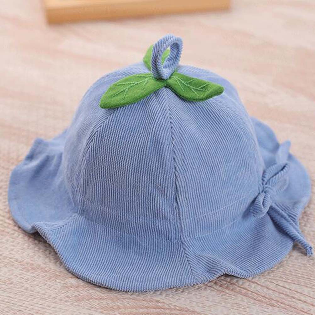 Blue Baby Fall Winter Hat Boys Girls Bucket Hat Corduroy Cute Leaf Sun Hat,3-18 Months