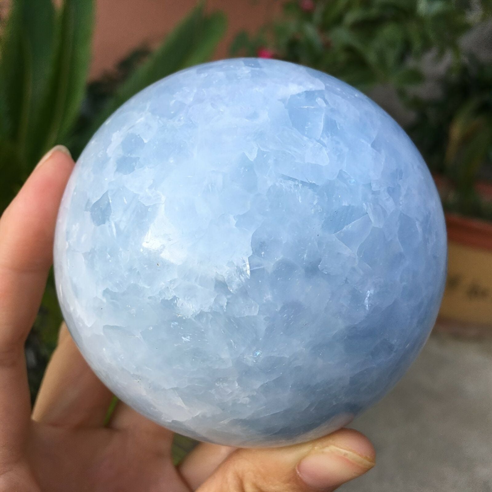 Large Natural Blue Celestite Crystal Ball - Kyanite Sphere for Chakra Balancing, Bohemian Home Decor & Spiritual, Unique Birthday Gift Idea