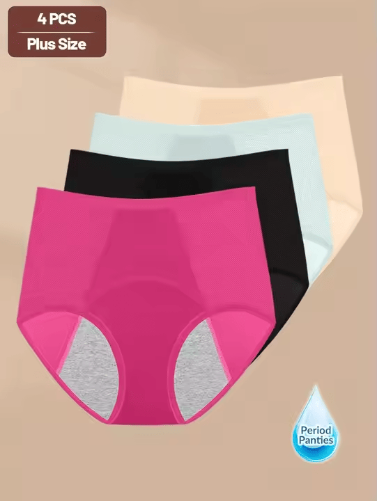 4 Pack Sets Waterproof Ladies Panti Knickers Breathable Reusable Period Panties for Women's