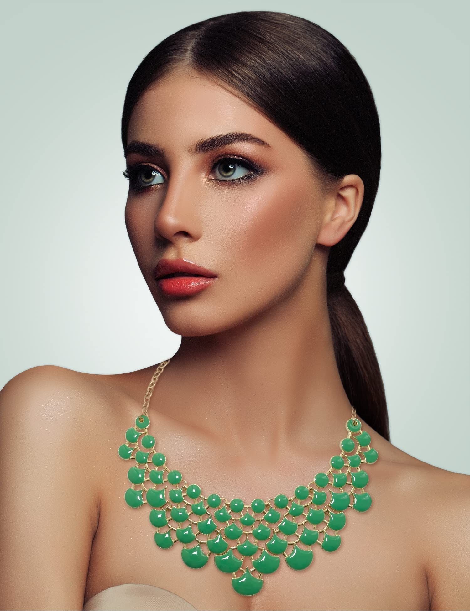 Jane Stone Fashion Statement Collar Necklace Vintage Openwork Bib Costume Jewelry