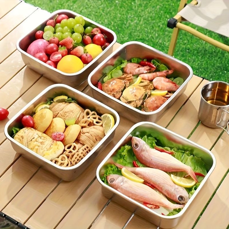 Yakimoto 2/4/6/8/10 PCS Extra-Large Stainless Steel Food Storage Containers With Blue Lids - Deep Design, Airtight Seal, Perfect For Refrigerator Organization, Meal Prep, Lunch Boxes & Kitchen Pantry