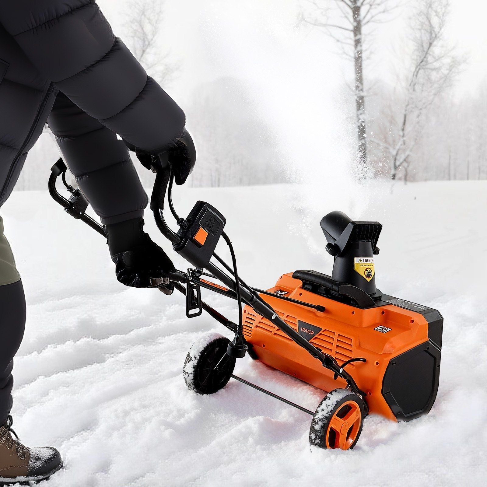 Electric Snow Blower, 23 inch 15A Corded Snow Thrower with Dual LED Headlights & 180° Rotating Chute, 25FT Throwing Distance, 12" Depth Clearing, Walk-Behind Snowblower for Driveway Sidewalk