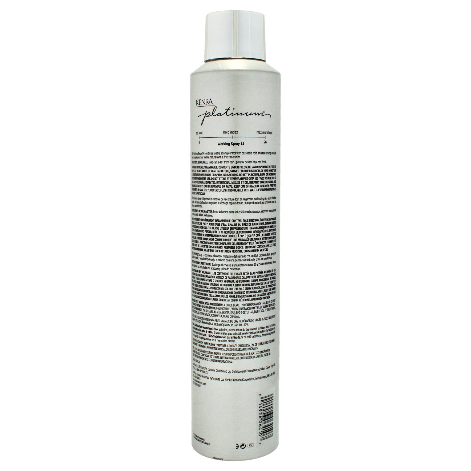 Platinum Working Spray 14 Flexible Hold Hairspray by Kenra for Unisex - 10 oz Hair Spray