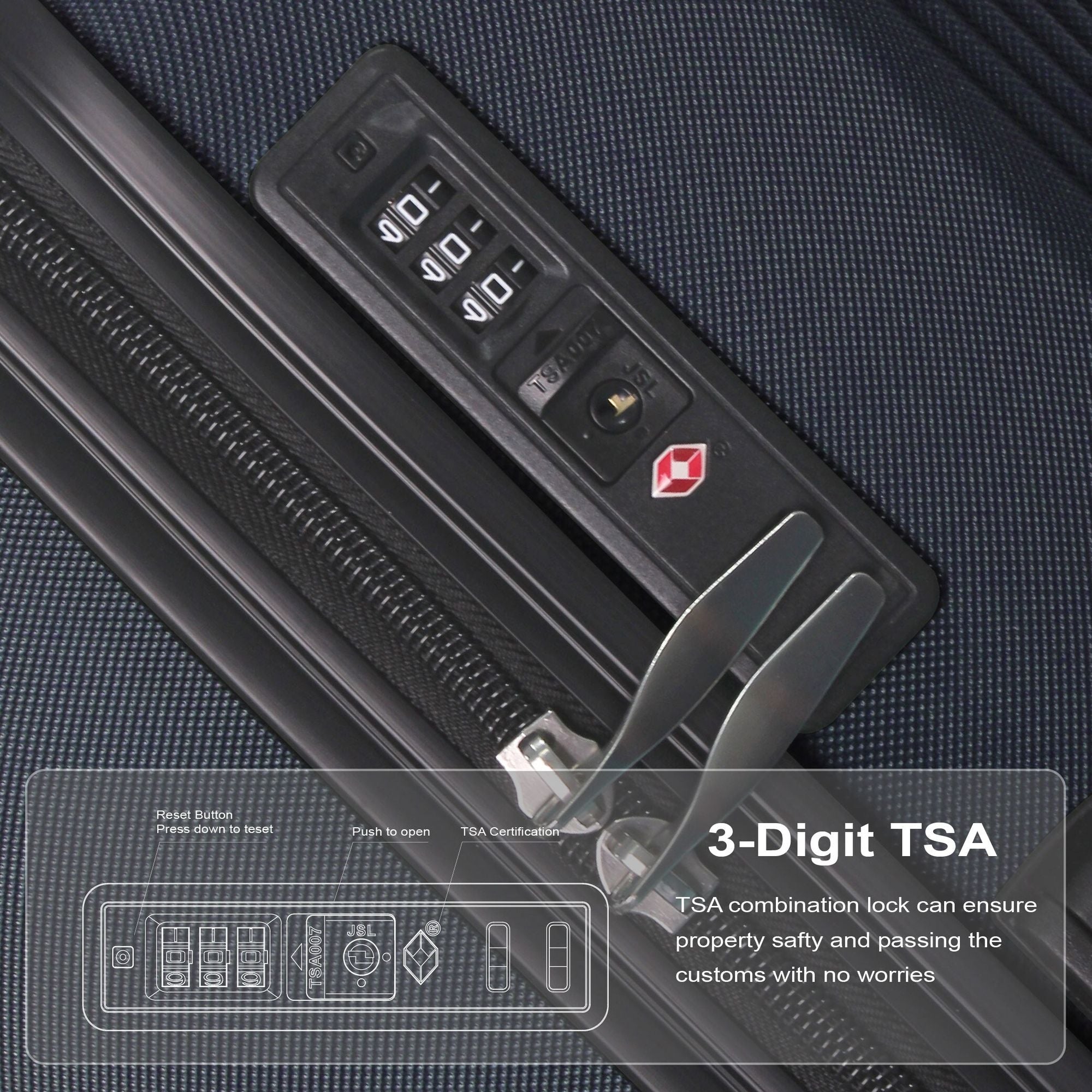 BLUE 3-Piece Premium ABS Luggage Set-20", 24", and 28" Suitcases with Multi-Position Handle, Silent Spinner Wheels, and TSA-Approved Lock-Durable, Stylish, and Spacious Travel Gear