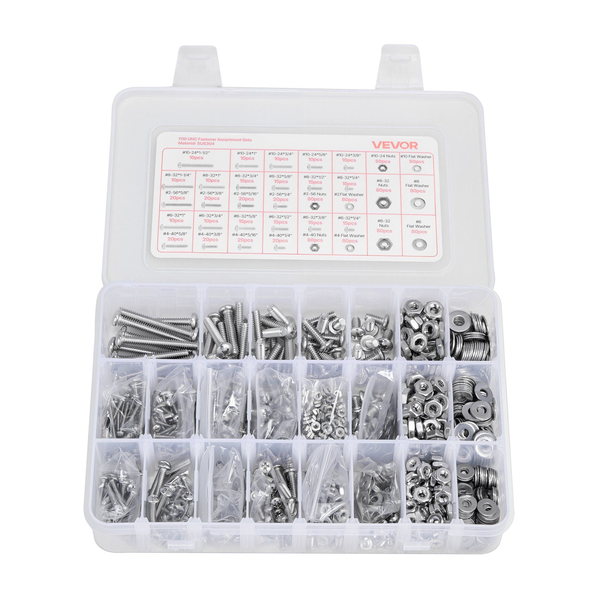 1110 Pcs Bolts Nuts Assortment Kit Imperial Stainless Steel for Furniture