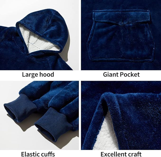 Krifey Wearable Blanket Hoodie, Oversized Sherpa Hooded as Birthday Gifts Christmas Gifts for Mom Women Girlfriend Men, Cozy Sweatshirt with Giant Pocket