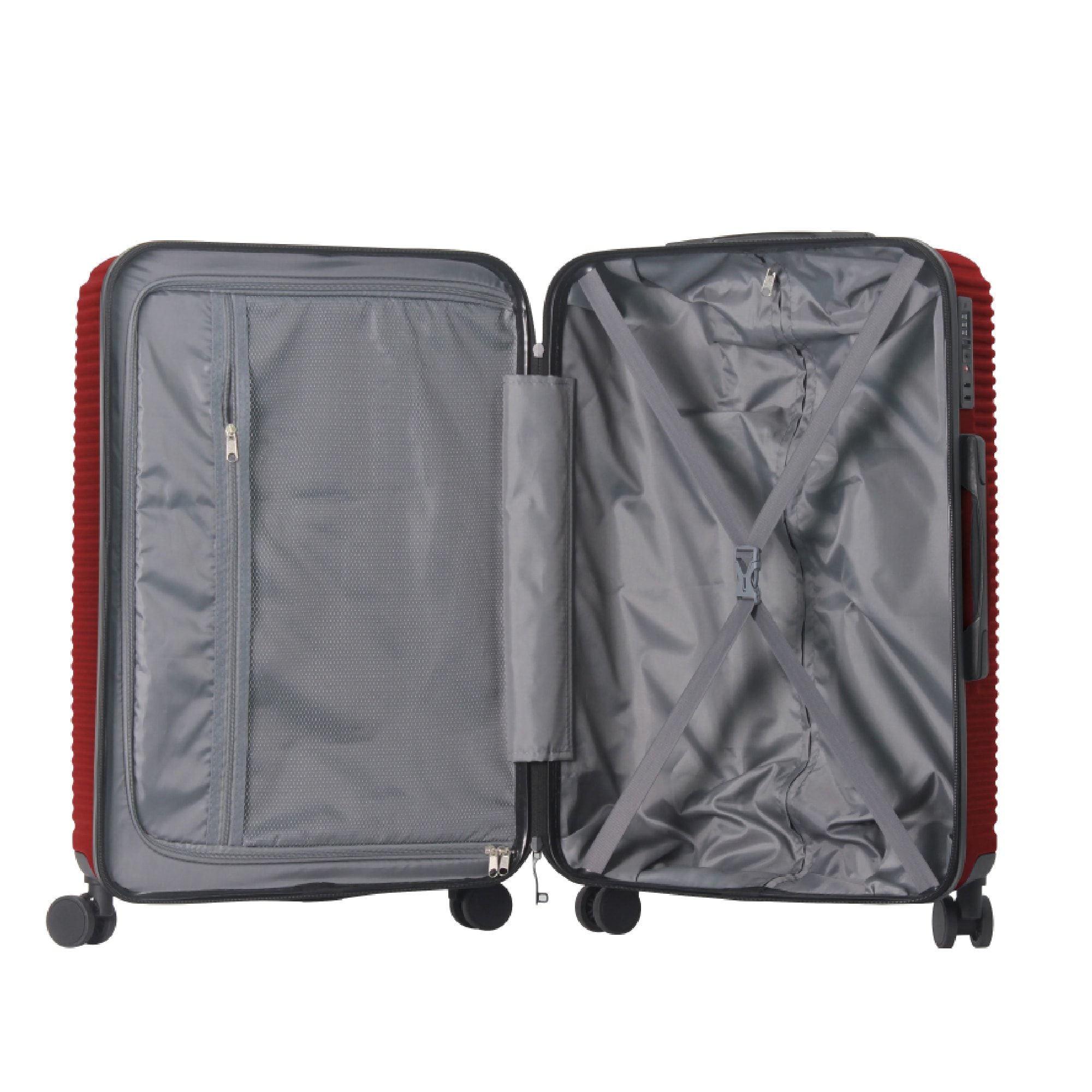 Luggage Sets ABS Hardshell 3pcs Luggage, Lightweight Durable Suitcase sets Spinner Wheels Suitcase with TSA Lock 20''24''28'' Available(WINE RED)