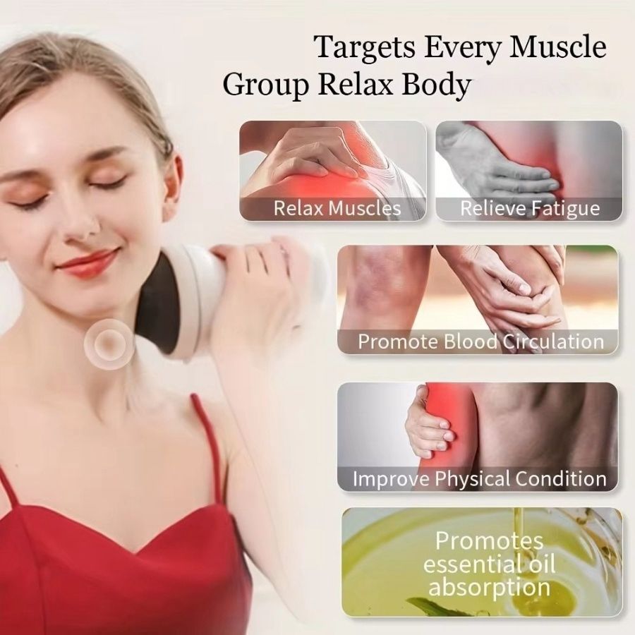 Body Massager 8 Heads Vibrater Massagers Body Shaping Massage Equipment Roller Shoulder and Neck Massage Machine Handheld-Cellulite Massager for Relax Body with Free Gift