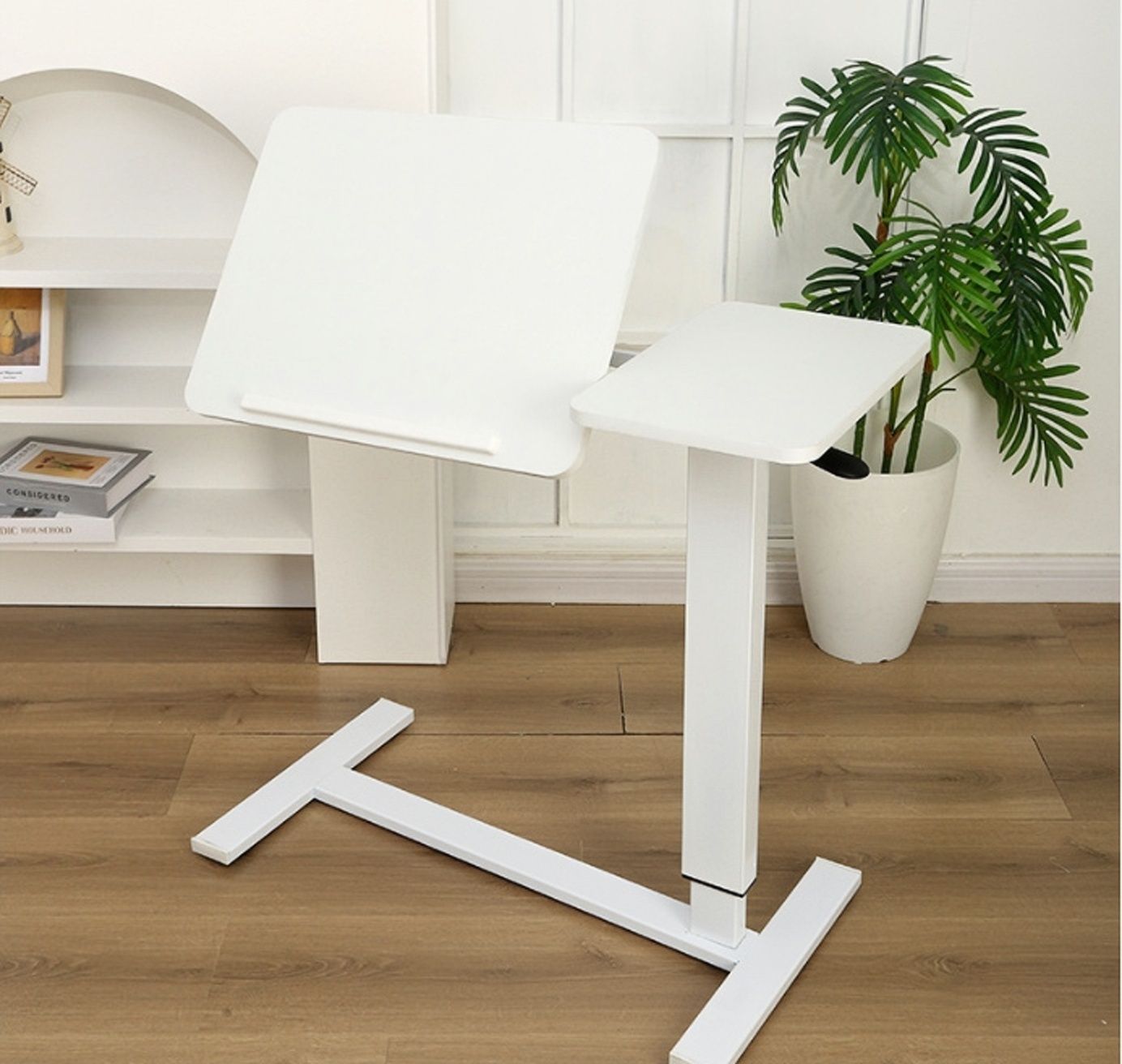 Overbed Bedside Desk Mobile Rolling Laptop Stand Tilting Overbed Table with Wheels Height Adjustable Tray Table for Laptop Bed Sofa Side Table ,Bedside Table(WHITE)