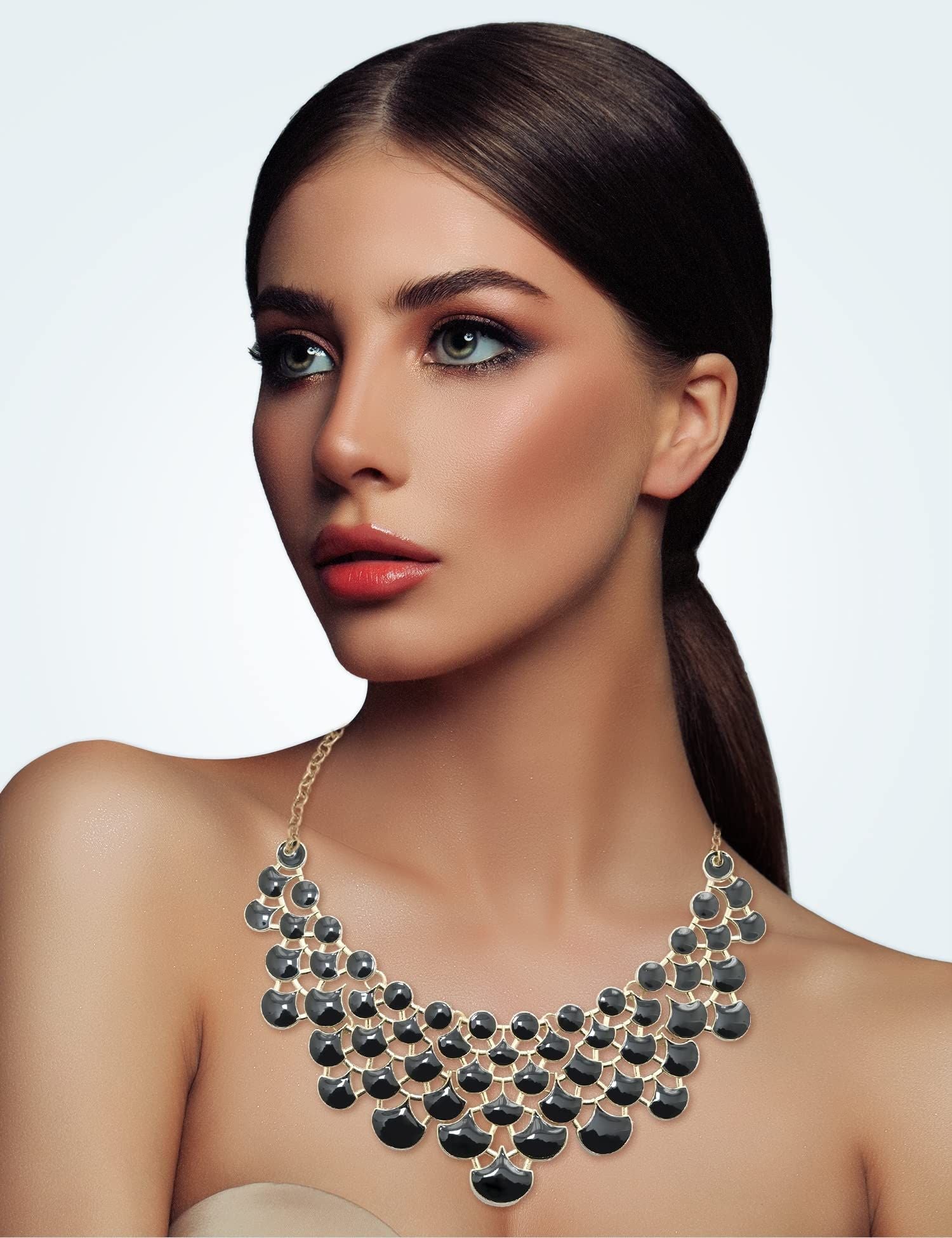 Jane Stone Fashion Statement Collar Necklace Vintage Openwork Bib Costume Jewelry