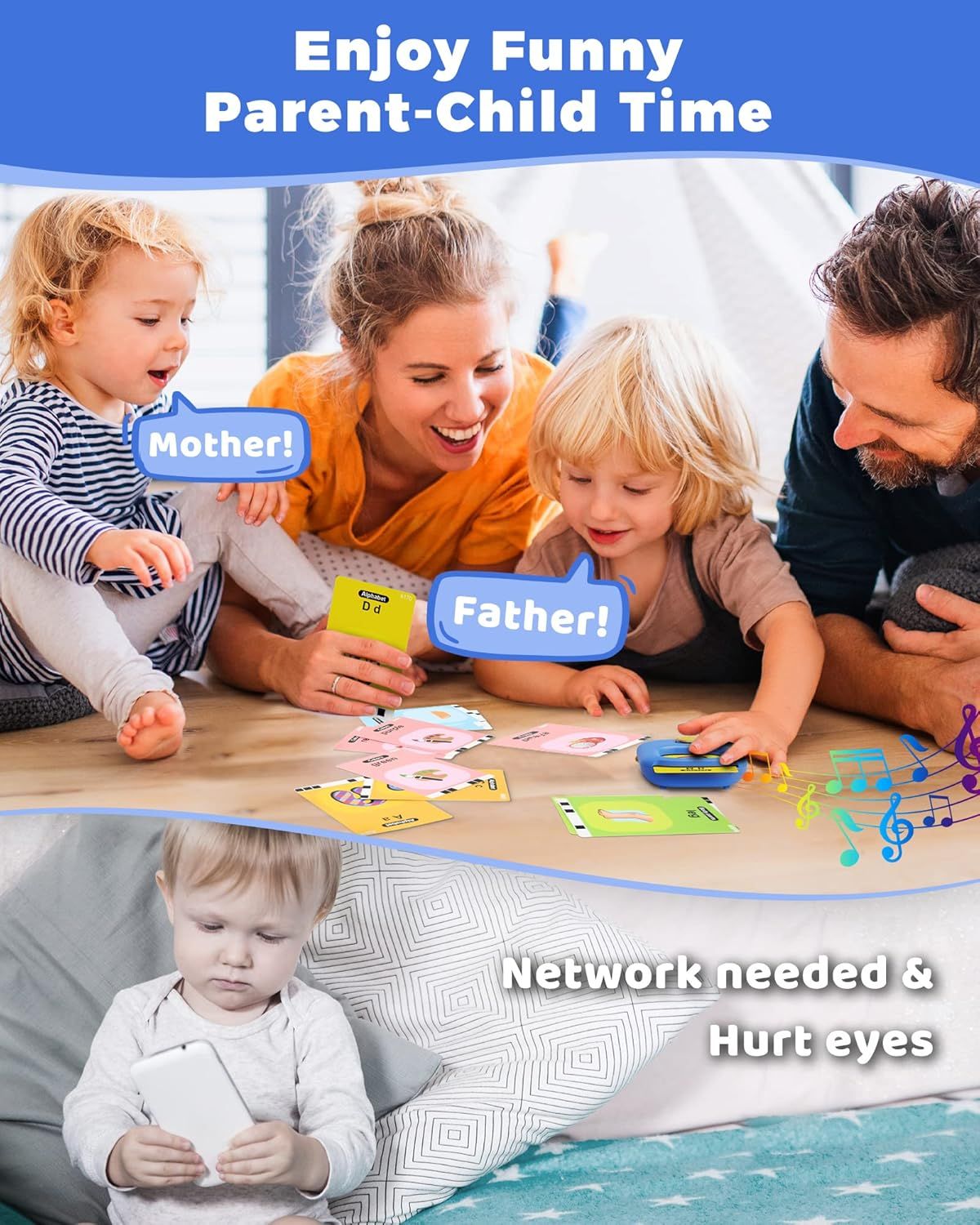 Talking Flash Cards,Kids Toddler Flash Cards with 448 Sight Words,Montessori Toys,Autism Sensory Toys,Speech Therapy Toys,Learning Educational Gifts for Age 1 2 3 4 5 Years Old Boys and Girls