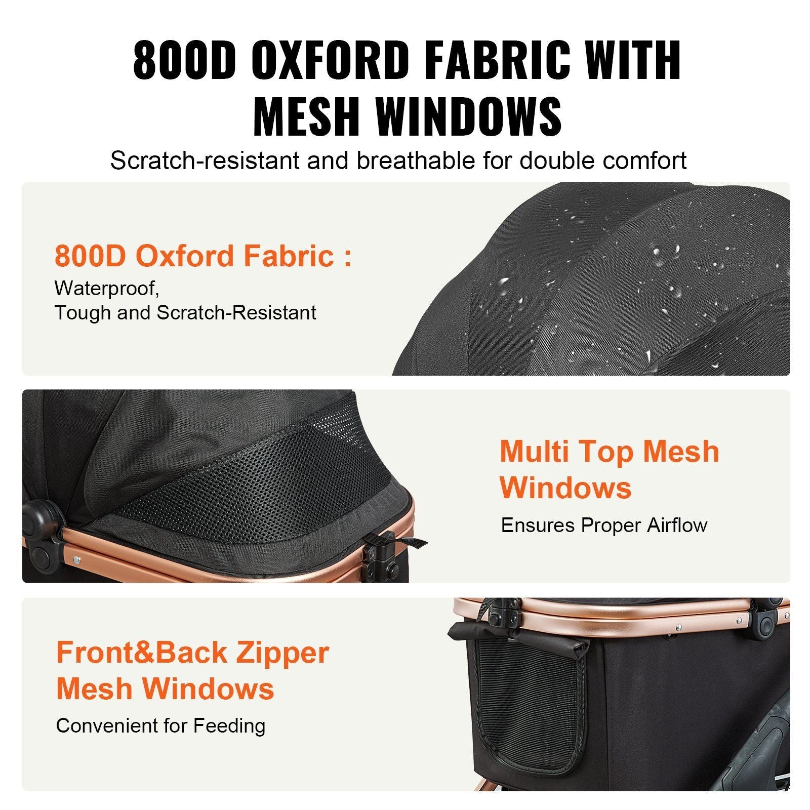 Pet Stroller - 4 Wheels Dog Stroller Rotate with Brakes, 66 lbs Weight Capacity, Puppy Stroller with Detachable Carrier, Storage Basket and Pet Pad, for Small to Medium Sized Dogs, Black