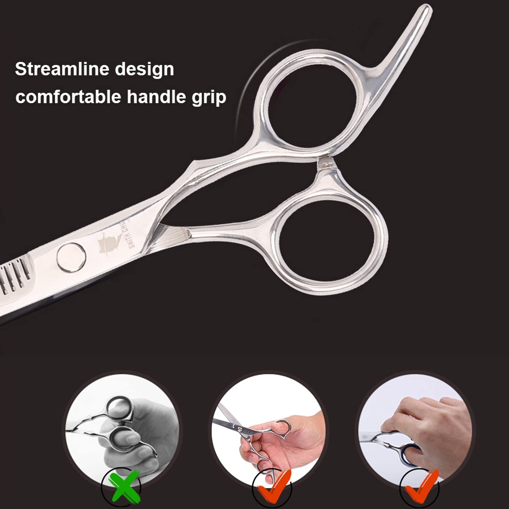 Hair Cutting Scissors Set, 6 Inch Hairdressing Thinning Shears for Hair Cutting for Women, Men, Kids - Silver