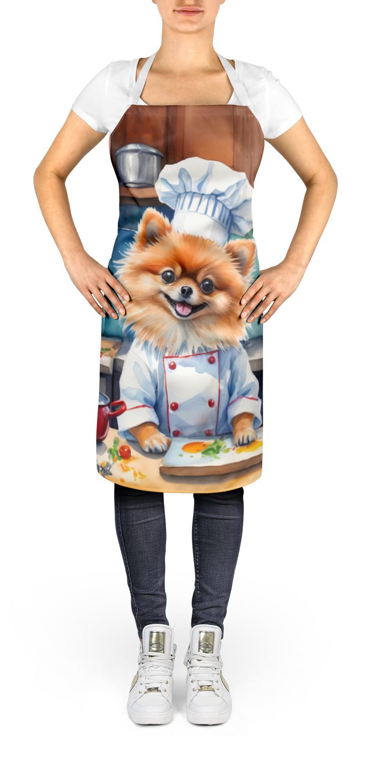 Pomeranian The Chef Apron Cooking Kitchen Server Baking Crafts Gardening for Adult Women Men, Unisex, Large, Multicolor