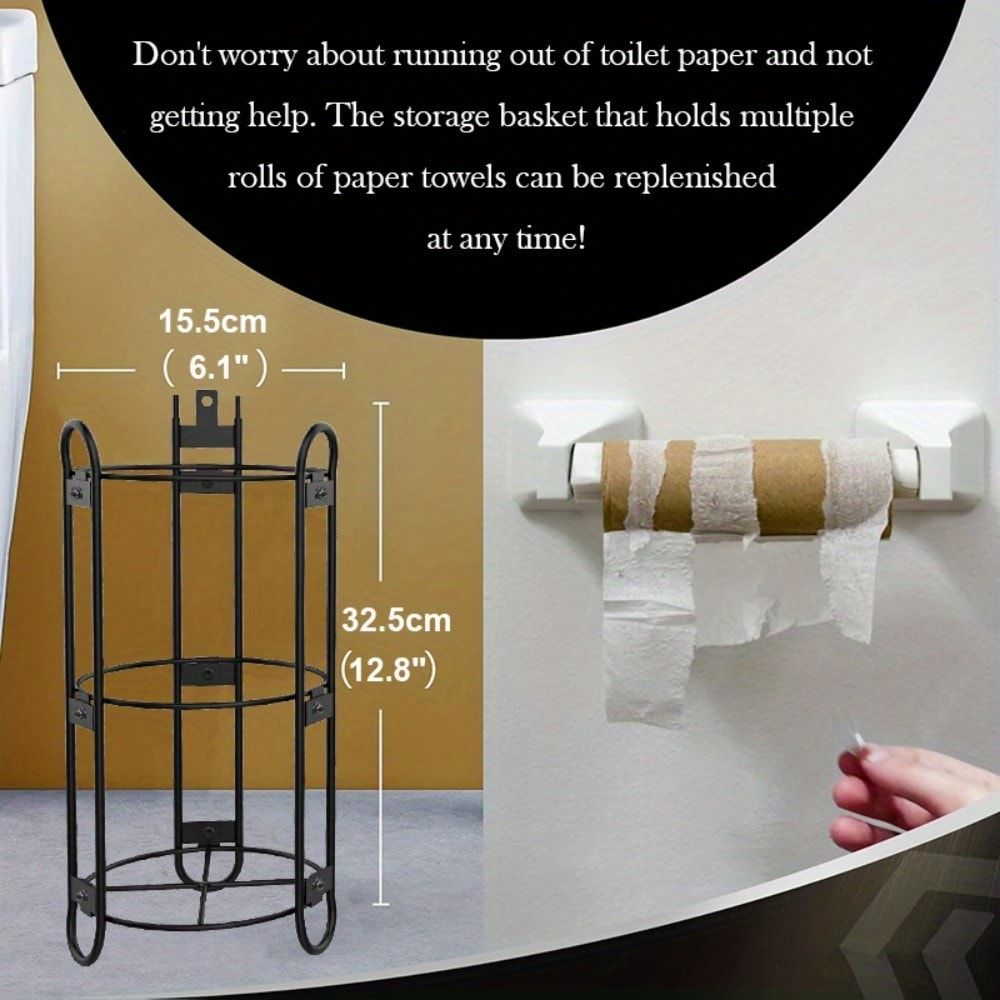 Toilet Paper Holder Stand, Black toilet Paper Holder Stand Stainless Steel Rustproof Tissue Roll Holder Floor Stand Storage for Bathroom