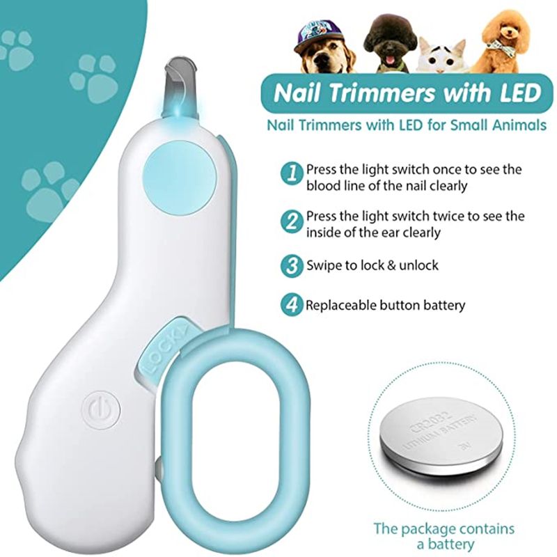 Pet Dog Cat Nail Clippers; Dog Nail Trimmers With LED Lights; Professional Beauty Care Tools