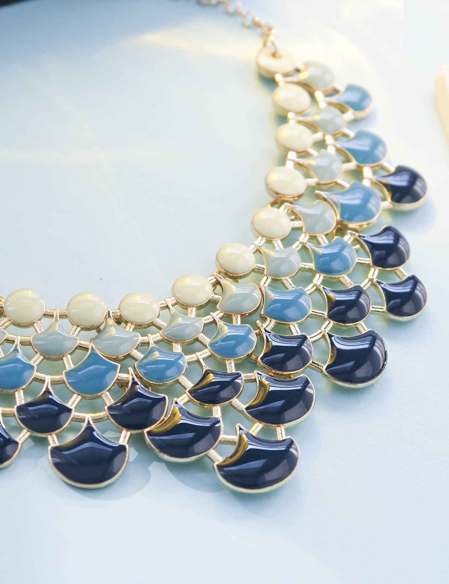 Jane Stone Fashion Statement Collar Necklace Vintage Openwork Bib Costume Jewelry